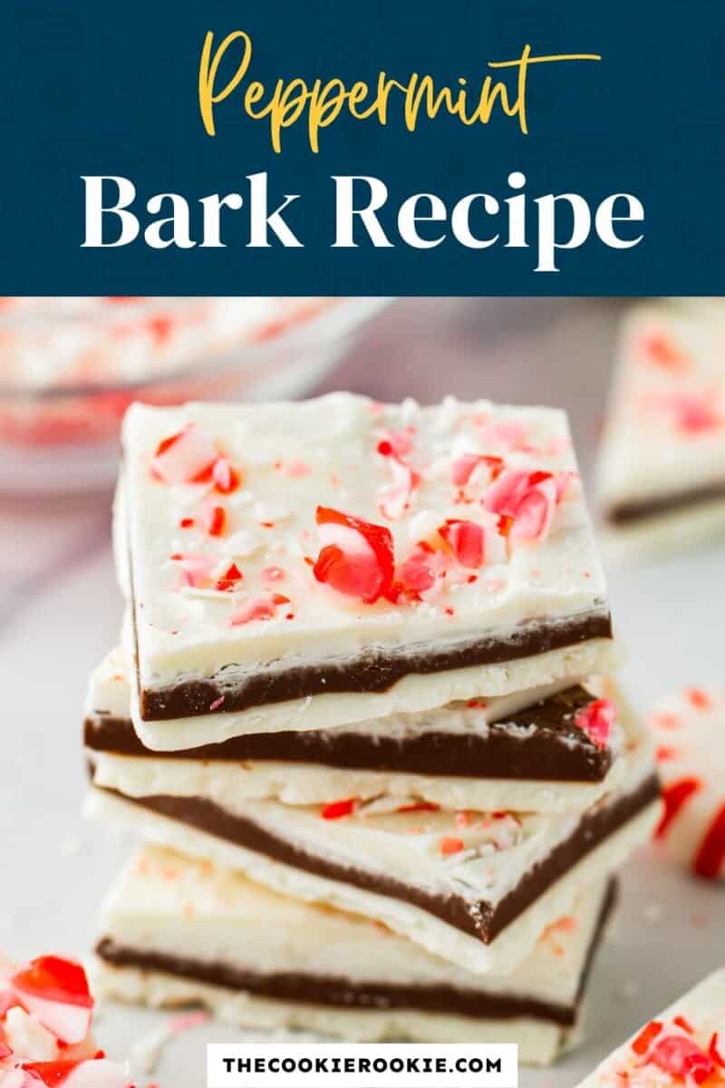 Peppermint bark recipe stacked on top of each other.