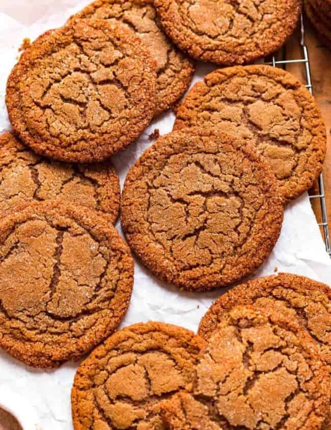 soft molasses cookies on a plate