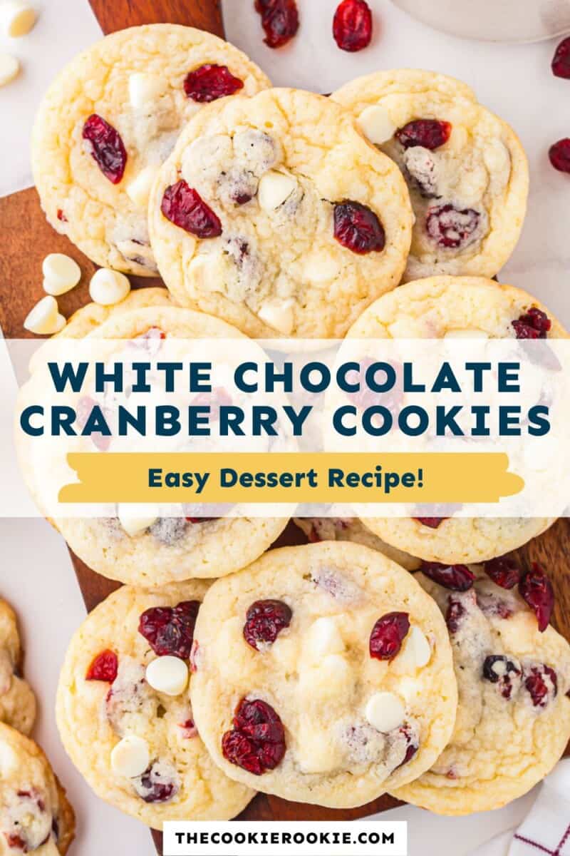 White chocolate cranberry cookies easy dessert recipe.