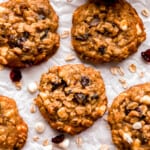 Oatmeal cookies with cranberries and white chocolate chips.