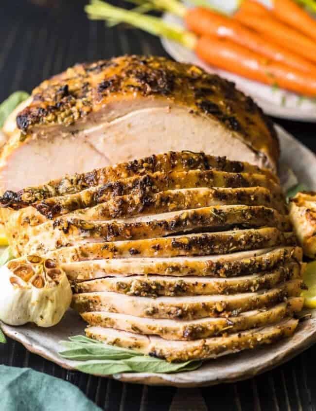 sliced turkey on a plate