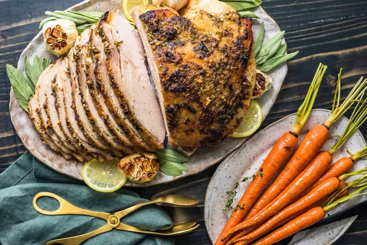 Turkey breast served with roasted carrots