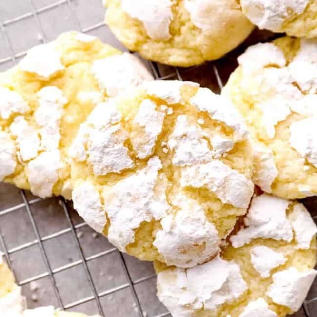 gooey butter cookies with powdered sugar