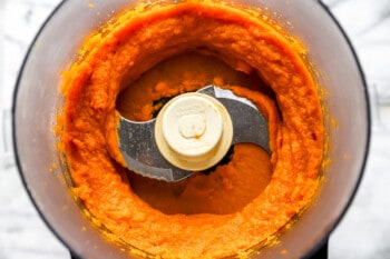 Carrot puree in a food processor.