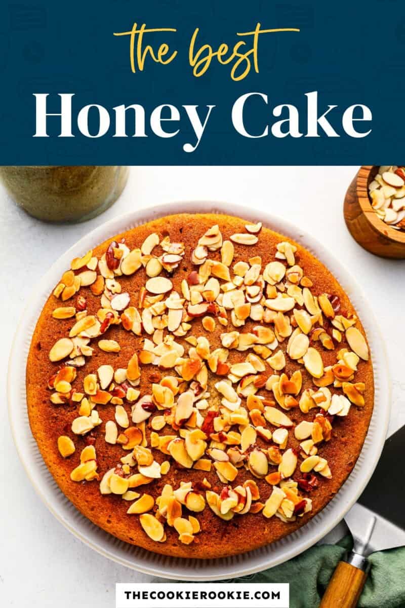 The best honey cake with almonds on a plate.