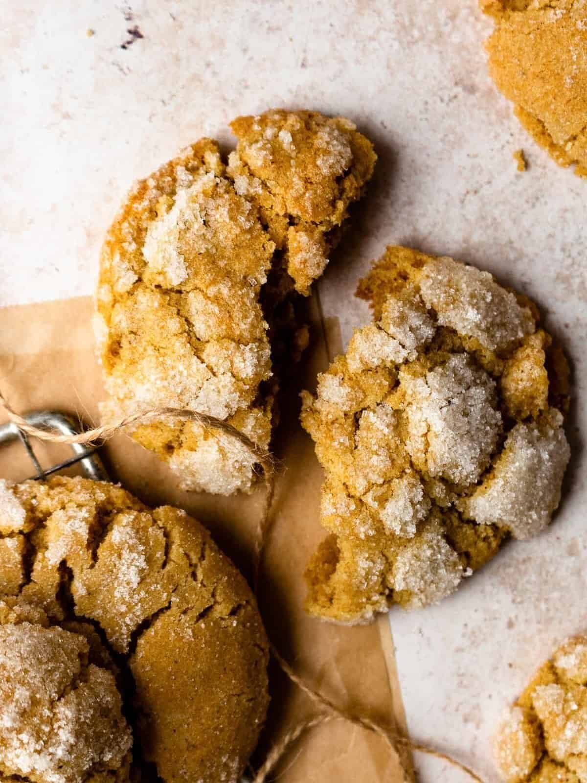 ginger cookie broken in half