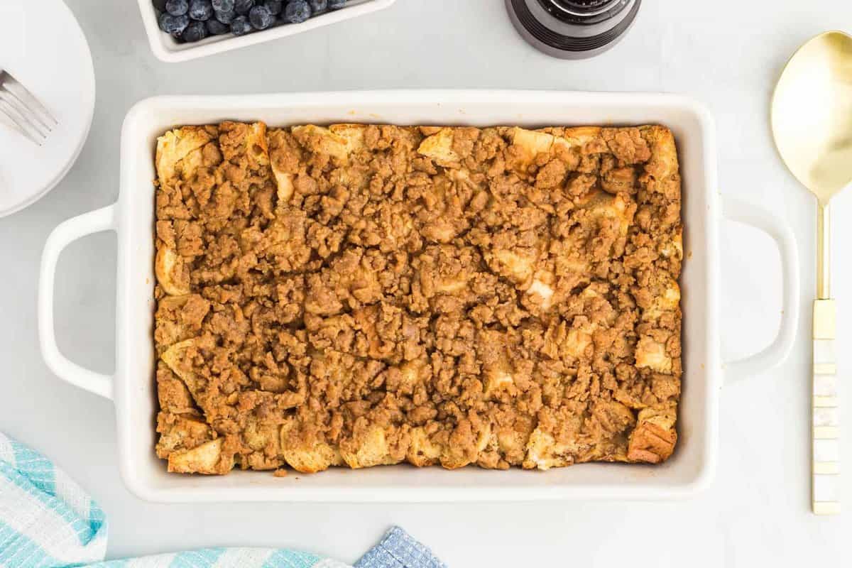 overhead view of French toast casserole