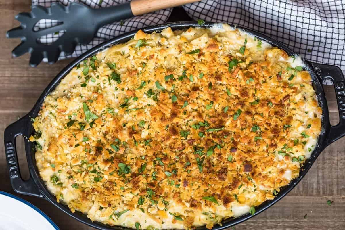 The baked Tuna Noodle Casserole ready to serve