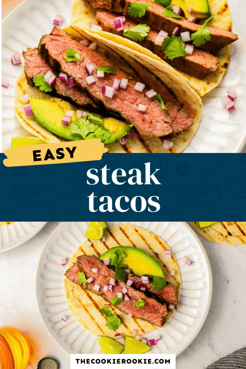 Easy steak tacos on a plate.