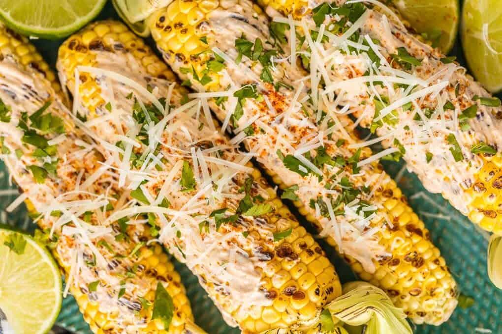 up close overhead shot of mexican corn mexican grilled corn on the cob