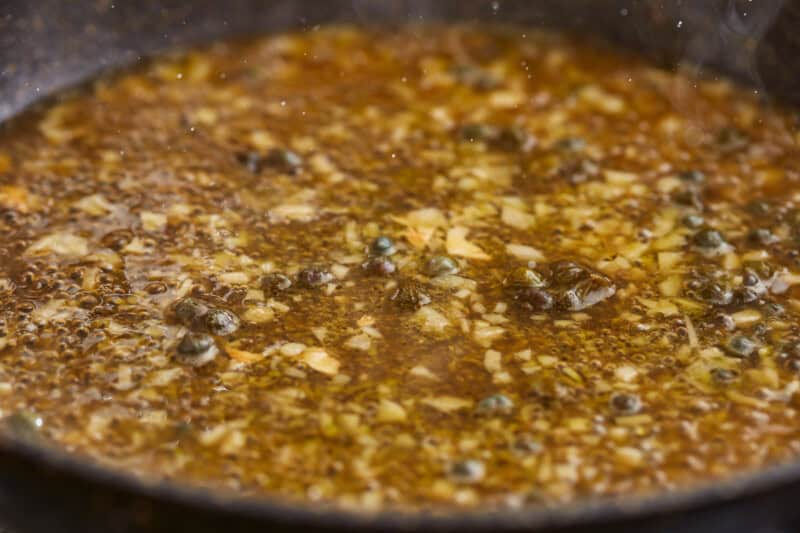 lemon pepper sauce in a pan.