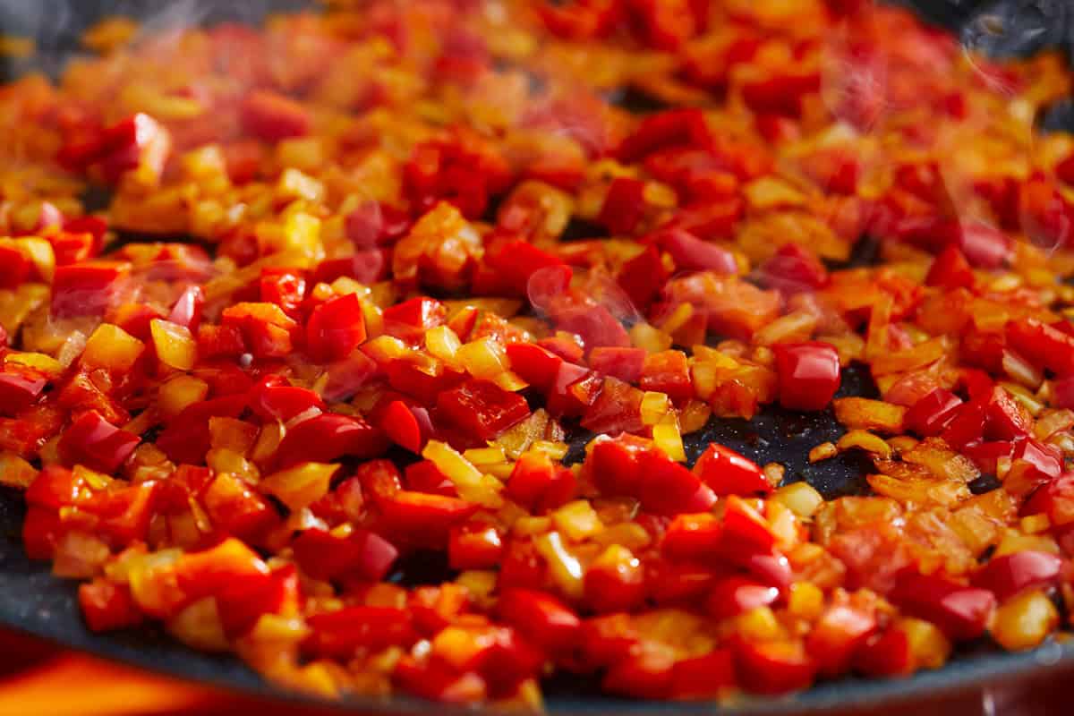 sofrito in a pan.