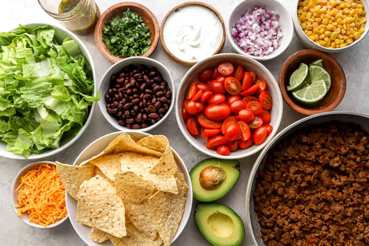 ingredients for taco salad.