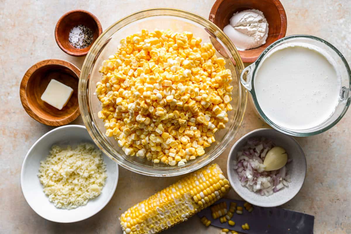 ingredients for creamed corn.