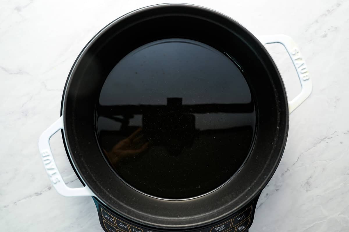 oil in a dutch oven.