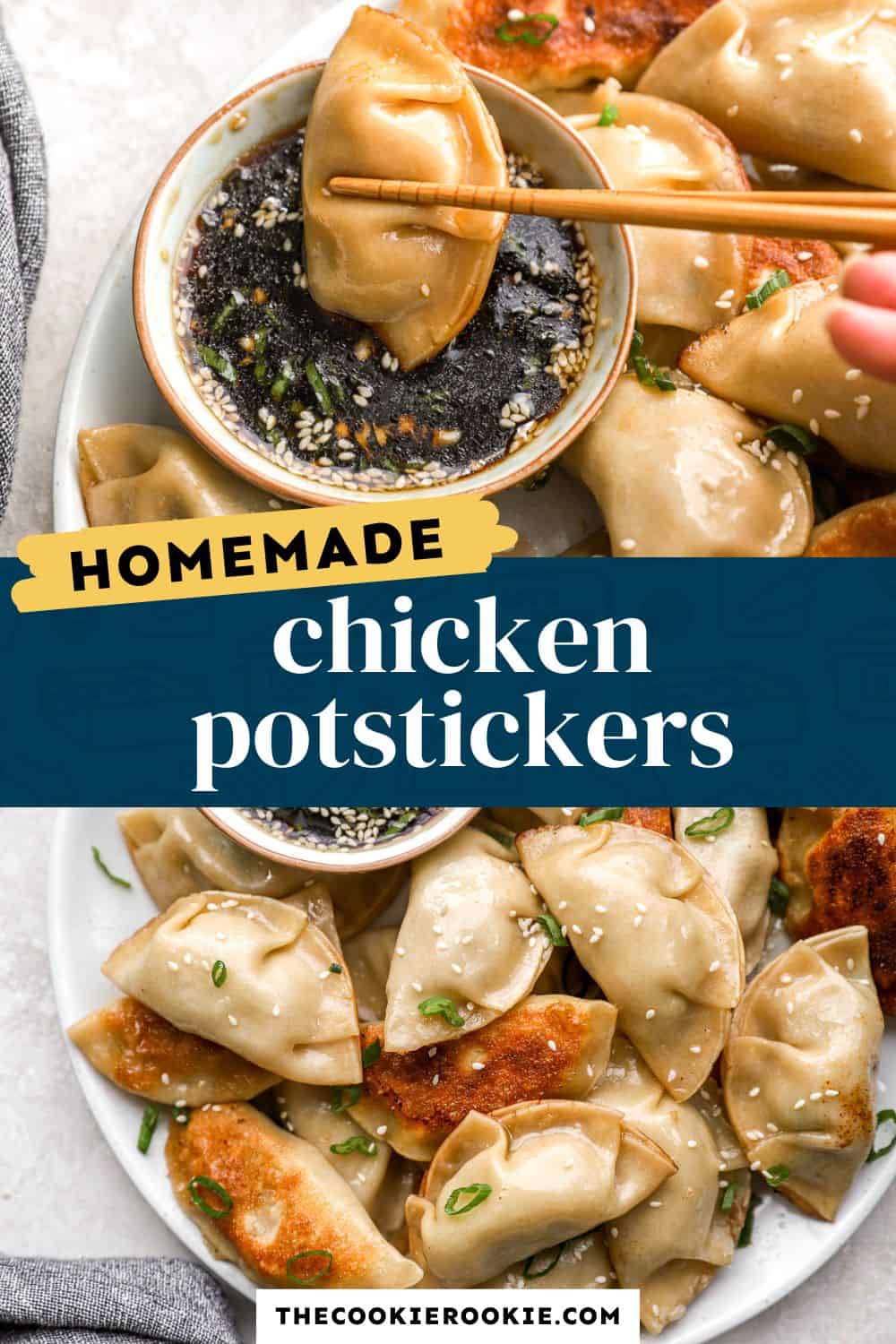 chicken potstickers pin image