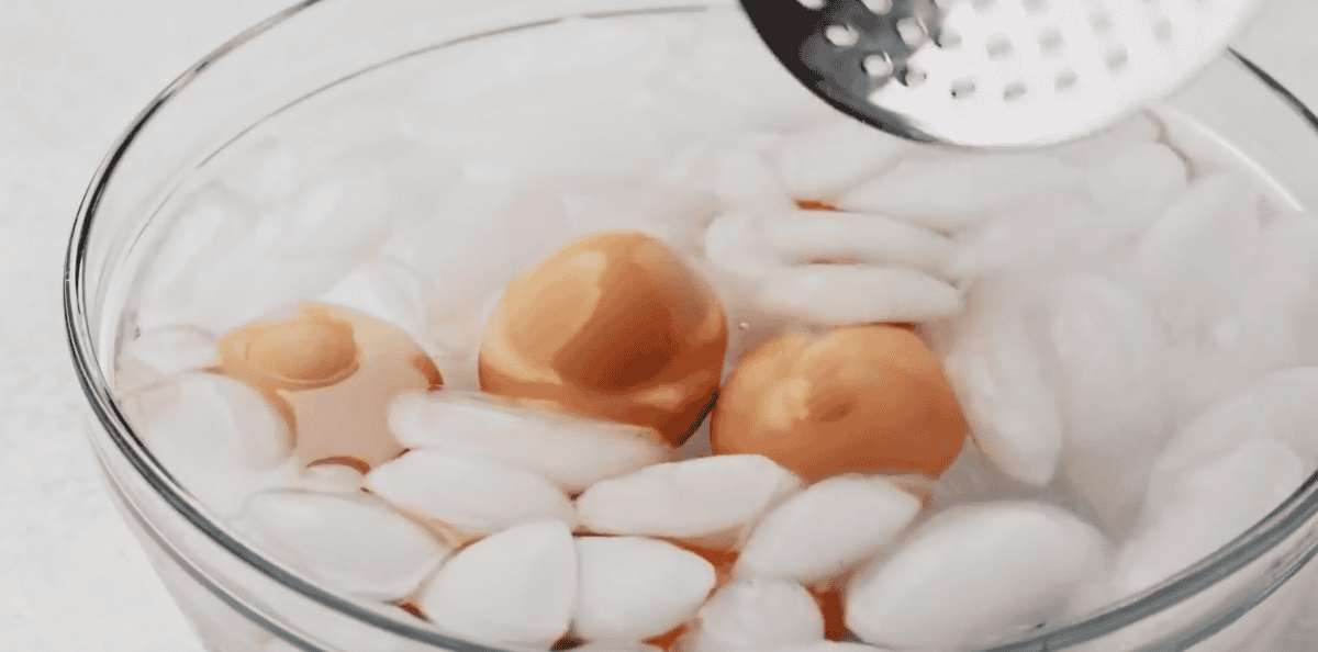 eggs in an ice water bath