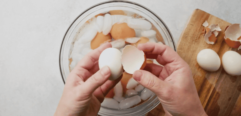 taking peel off eggs