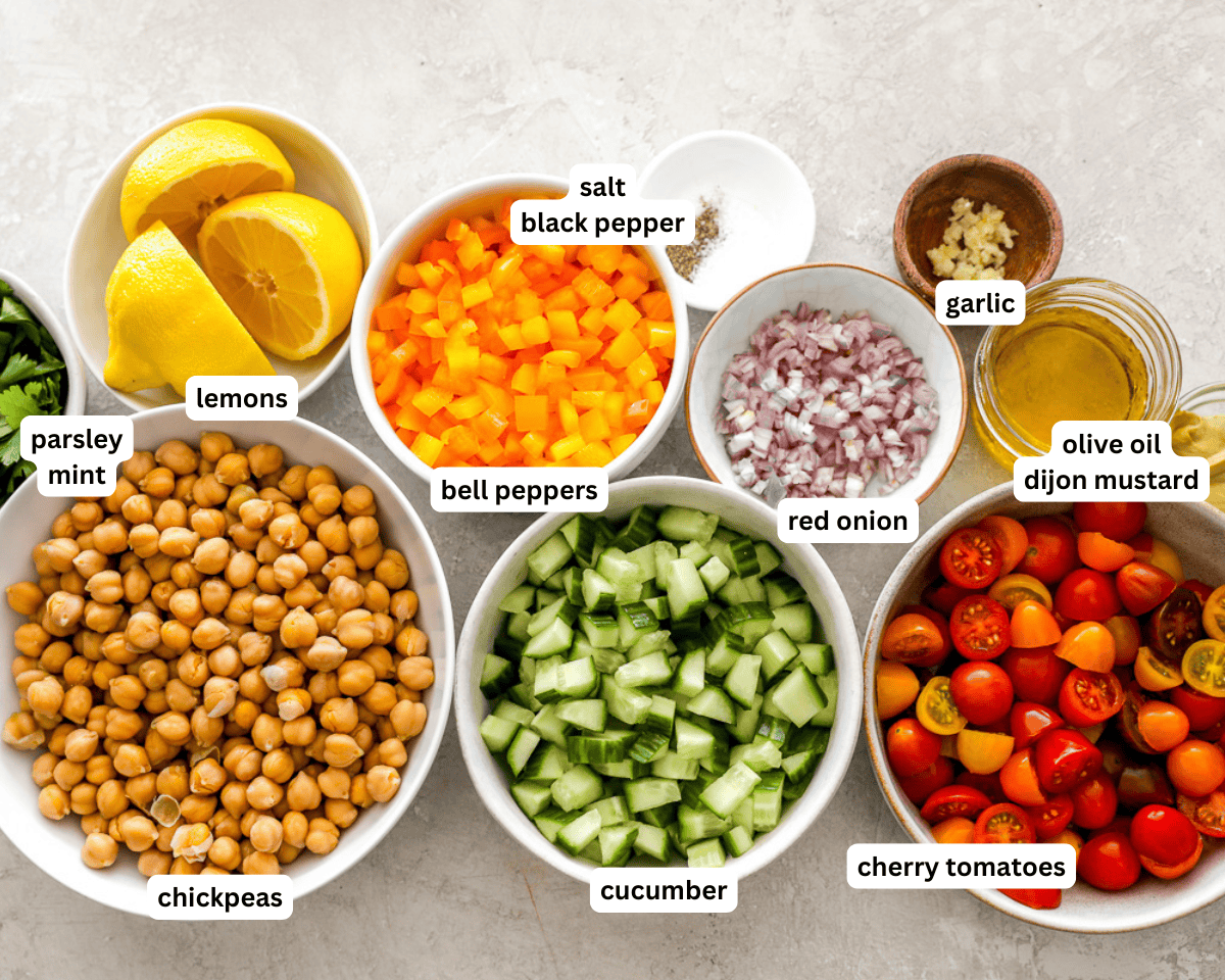 Chickpea salad ingredients
