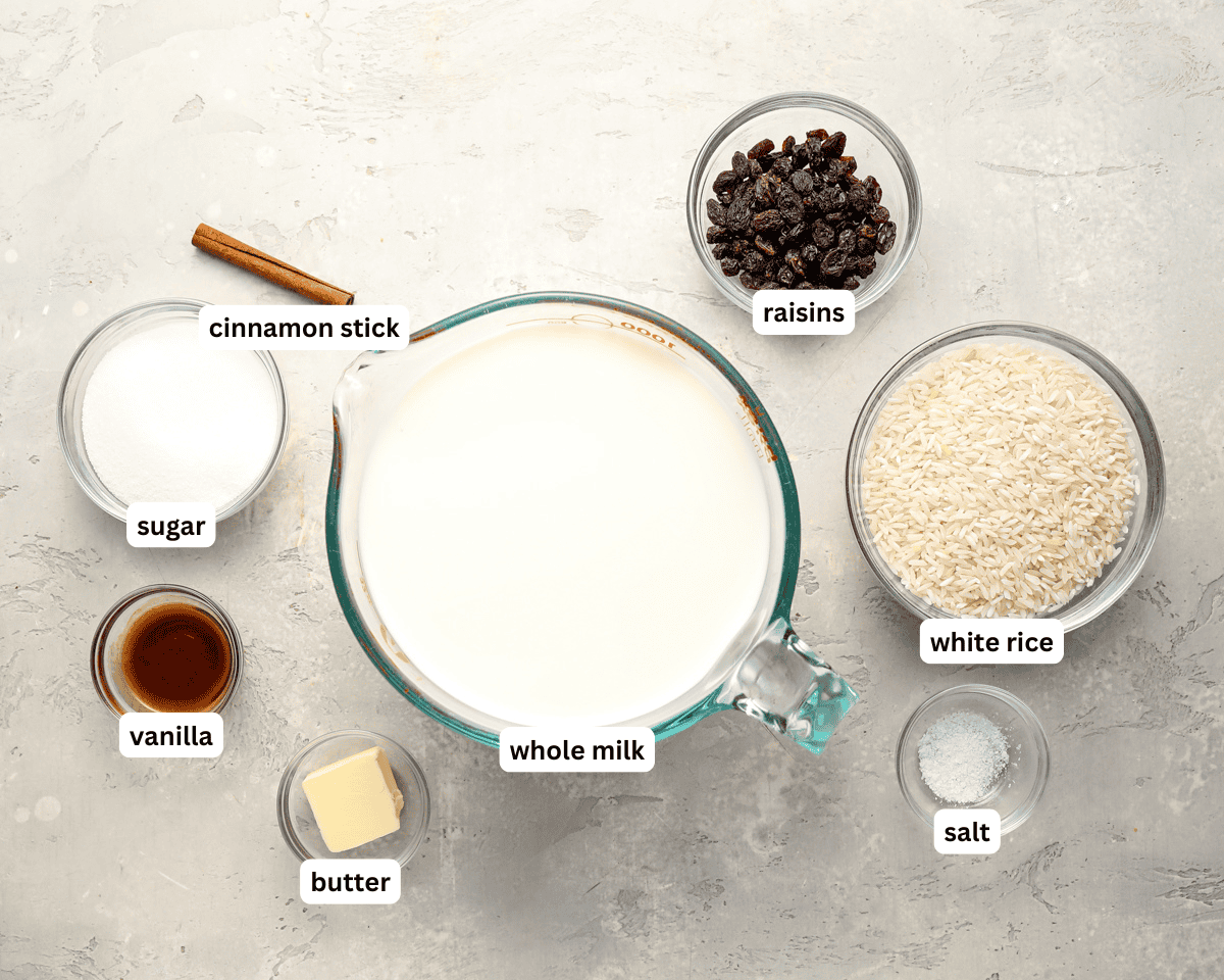 Rice pudding ingredients