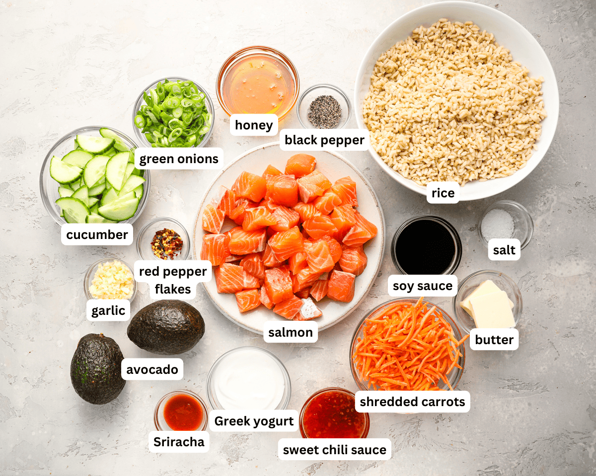 Salmon bowls ingredients