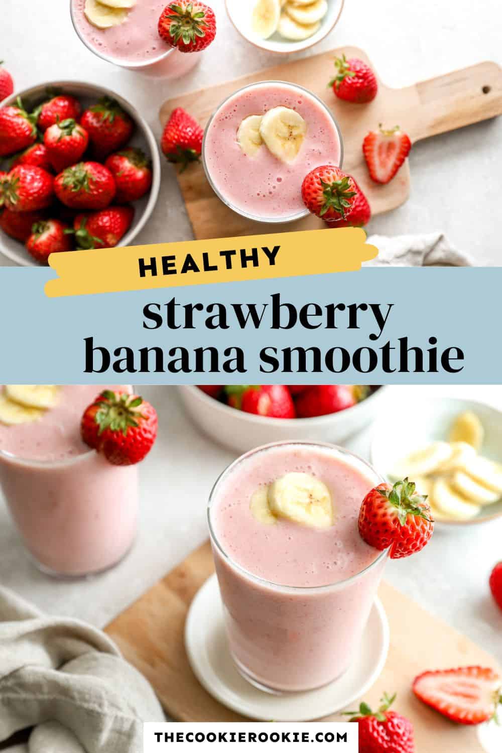 strawberry banana smoothie pin image