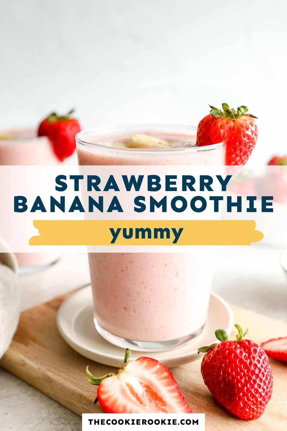 strawberry banana smoothie pin image