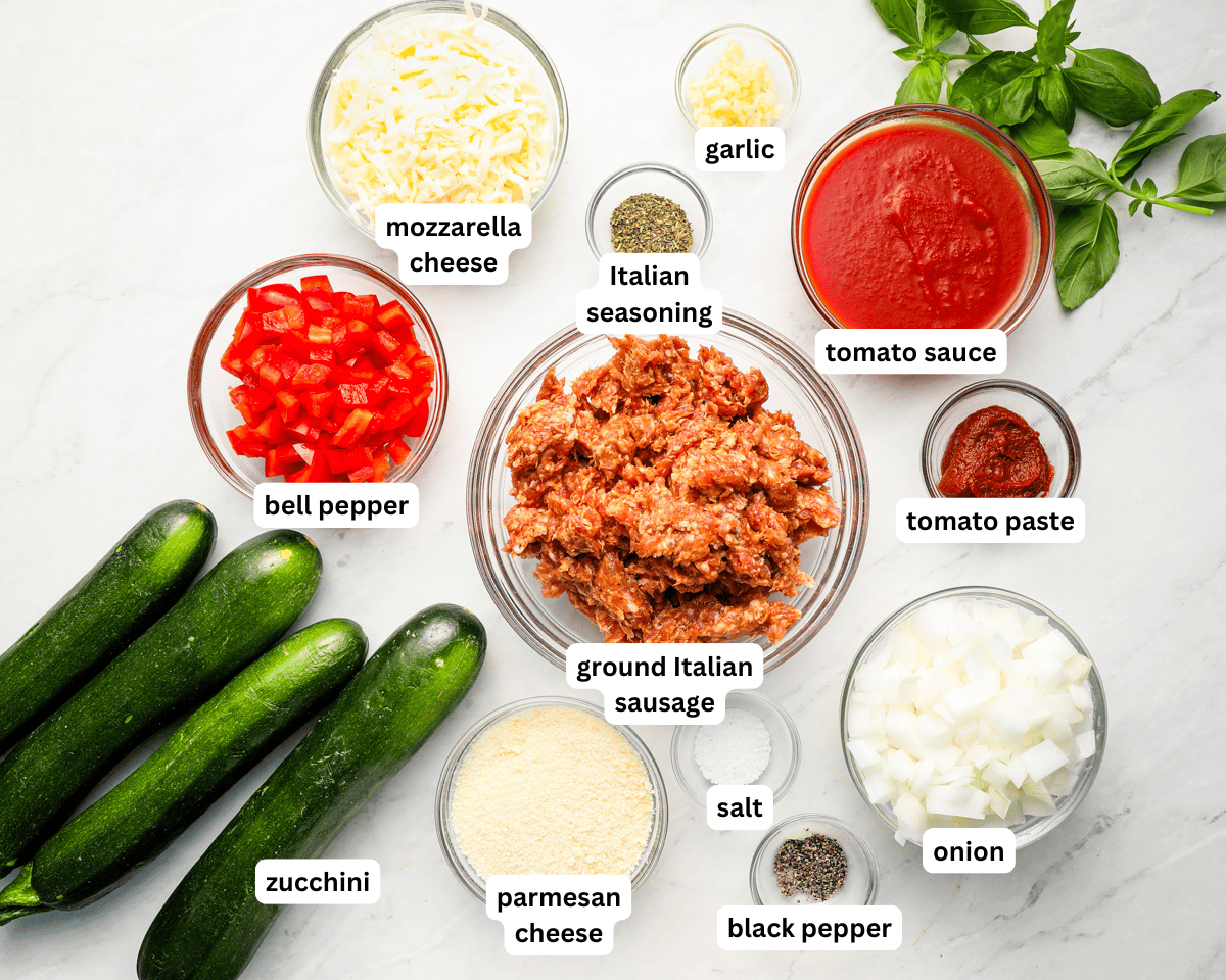 Stuffed zucchini ingredients