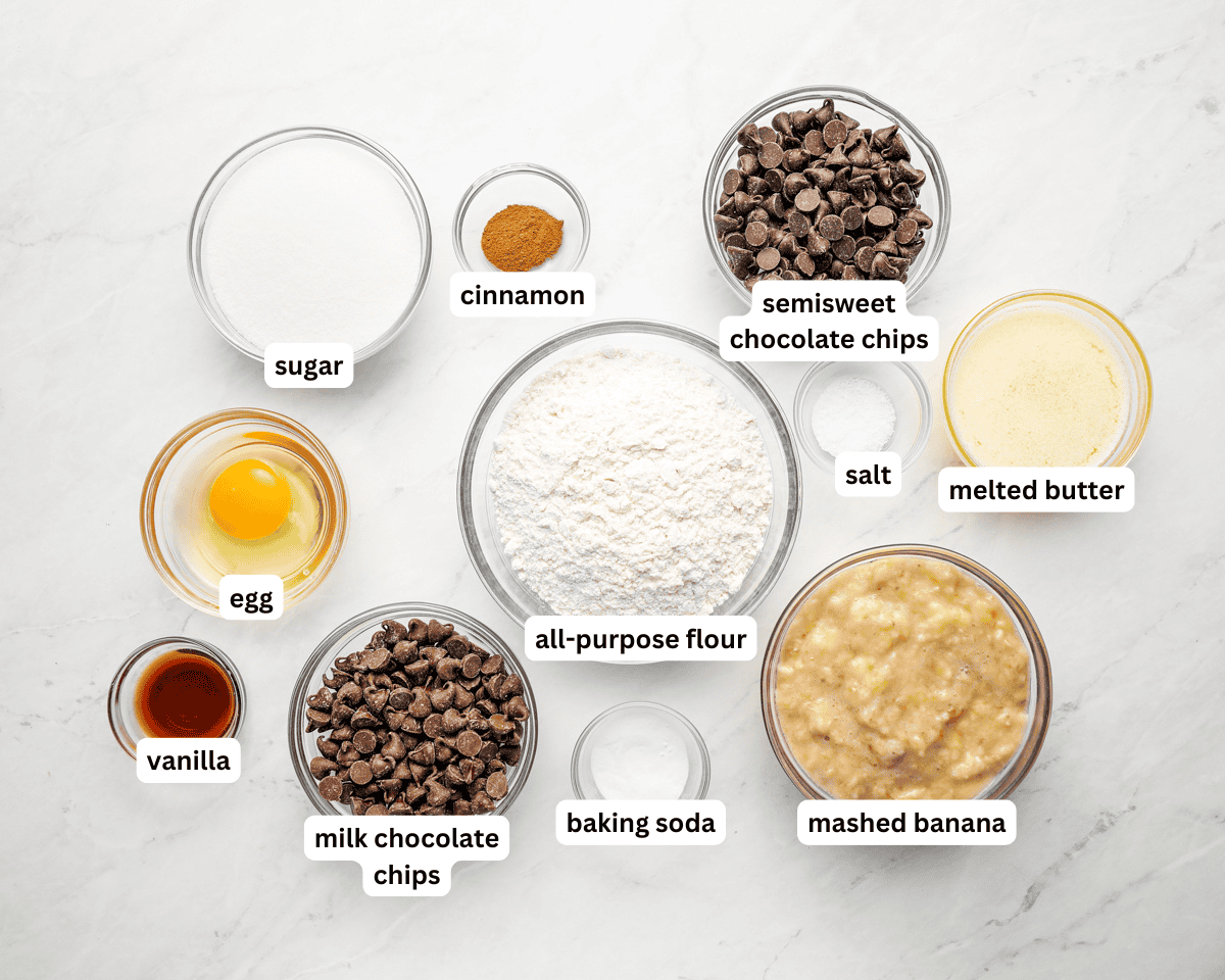 Bananan chocolate chip muffin ingredients