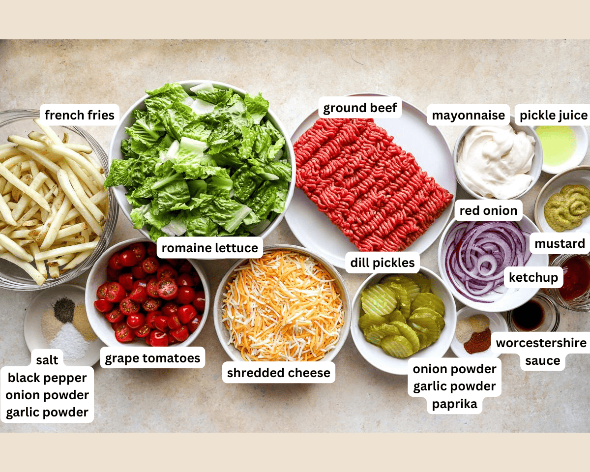Burger Bowl ingredients
