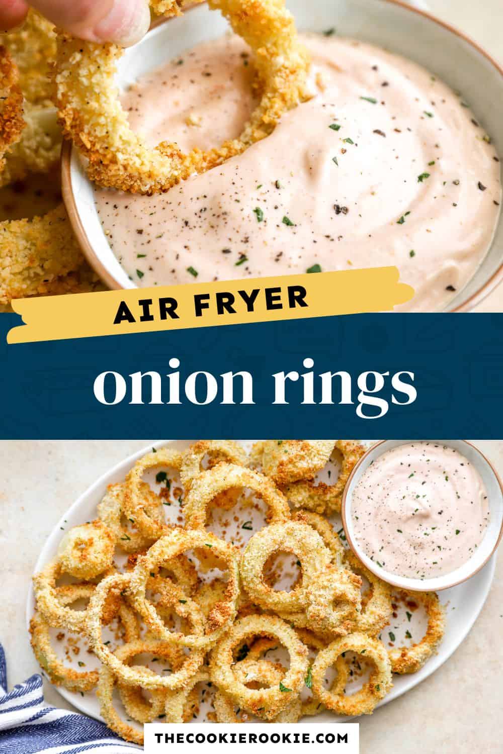 air fryer onion rings pin image