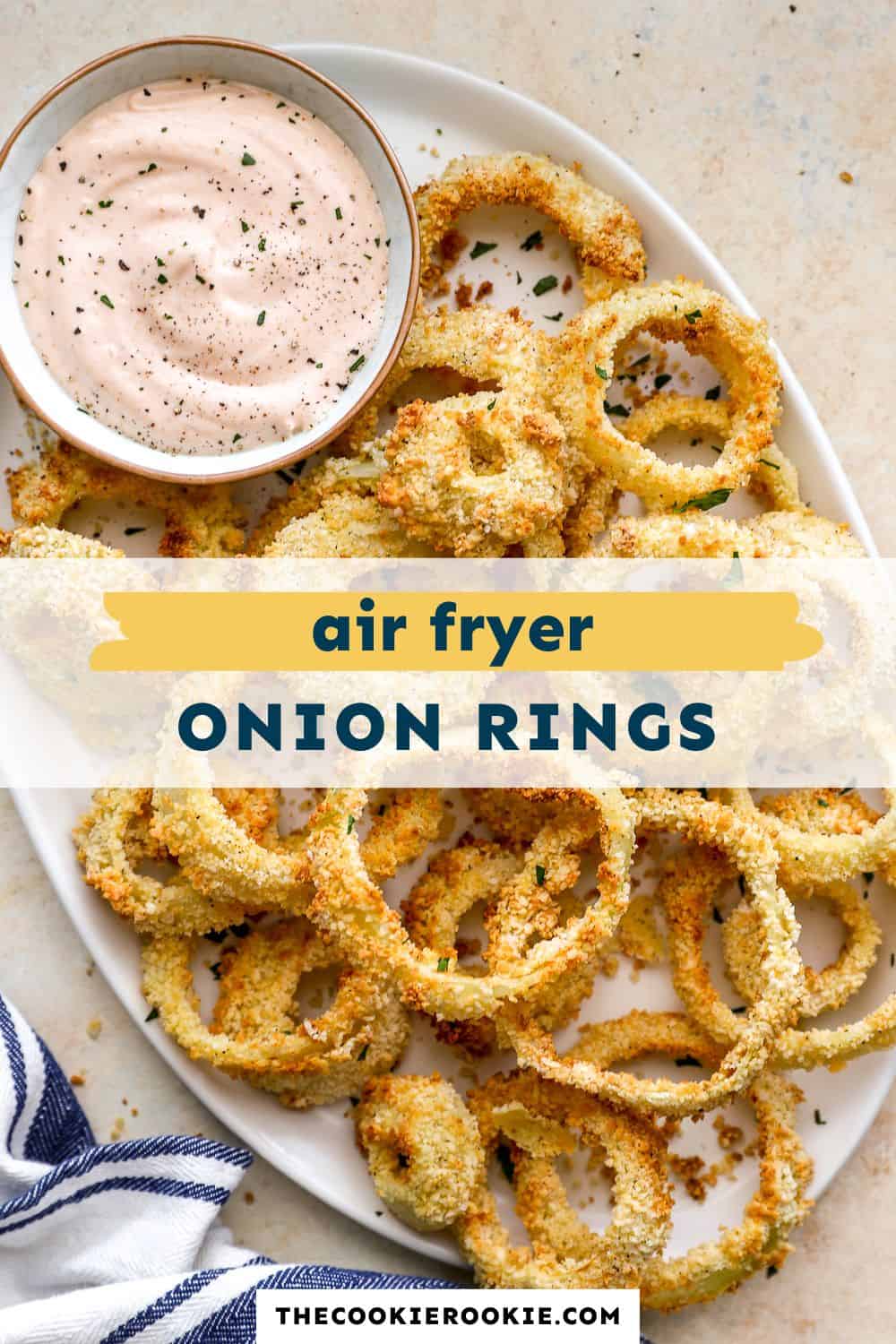 air fryer onion rings pin image
