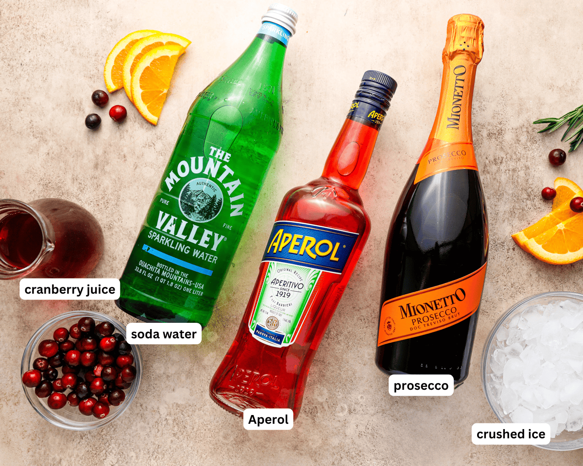 Cranberry Aperol Spritz ingredients