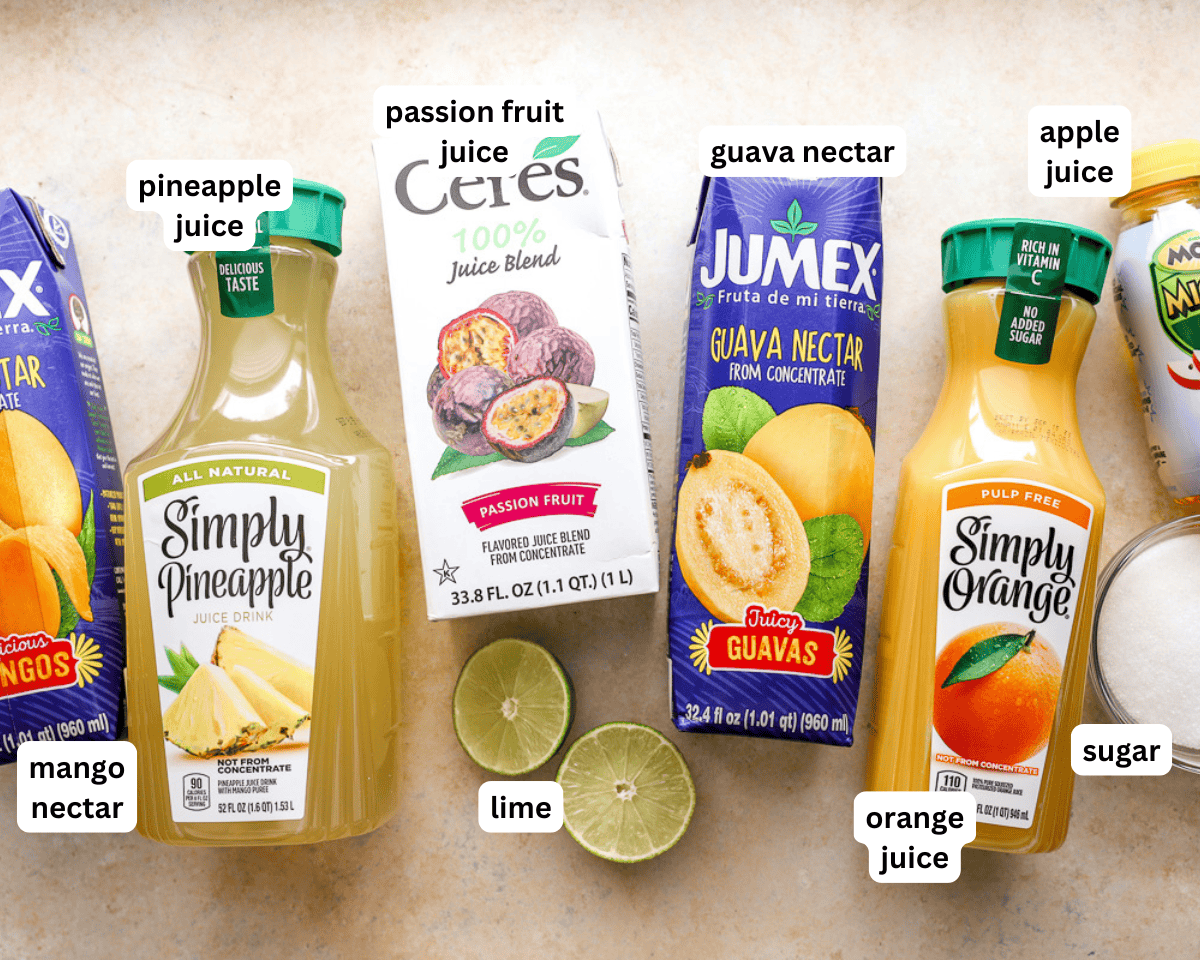 ingredients needed to make fruit punch