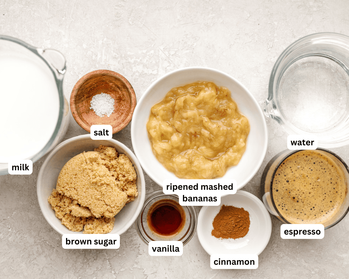 Banana bread latte ingredients