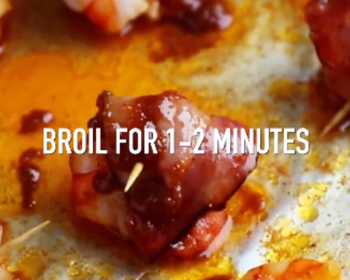 Bacon wrapped shrimp after baking with caramelized glaze and crisping bacon edges under the broiler. - 10