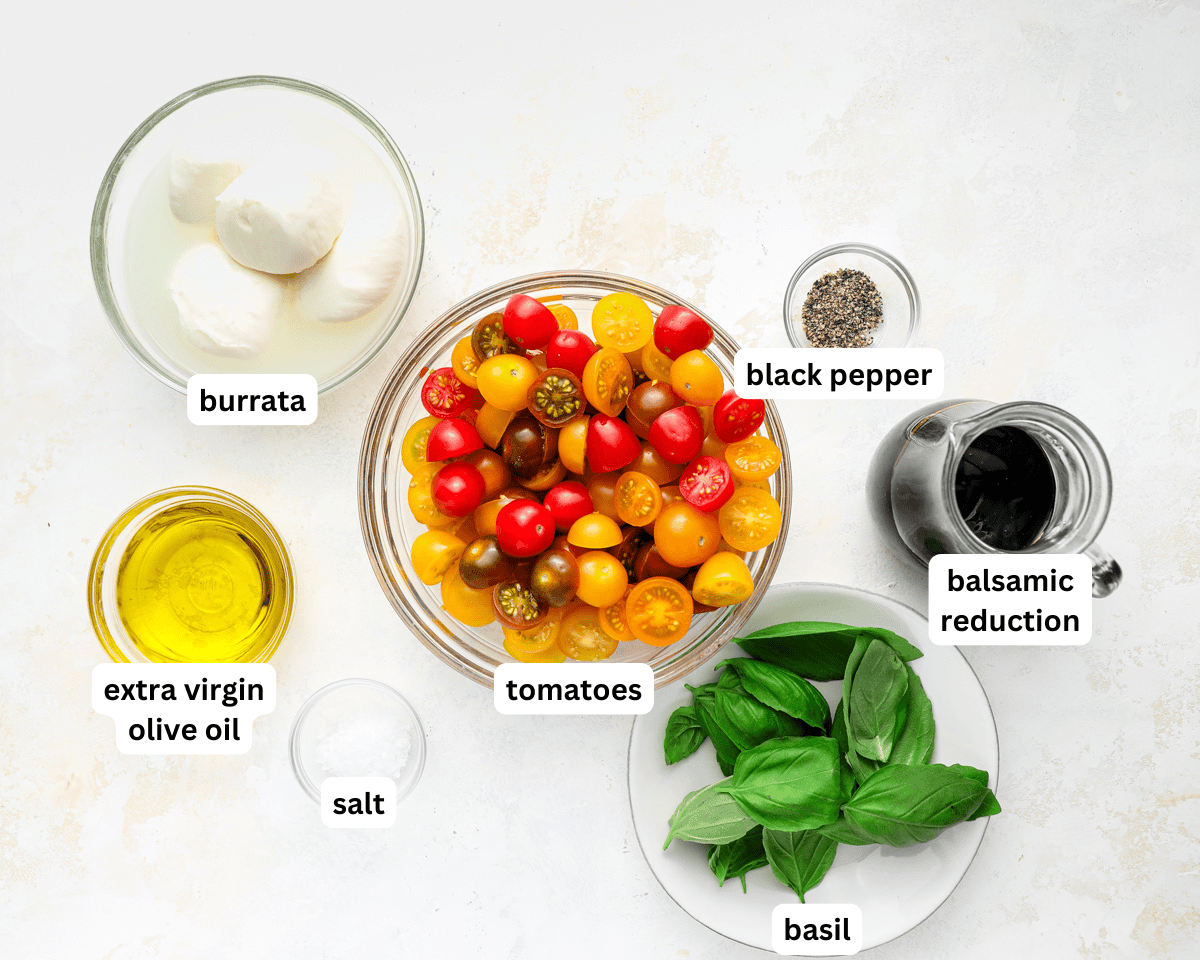 ingredients to make burrata caprese