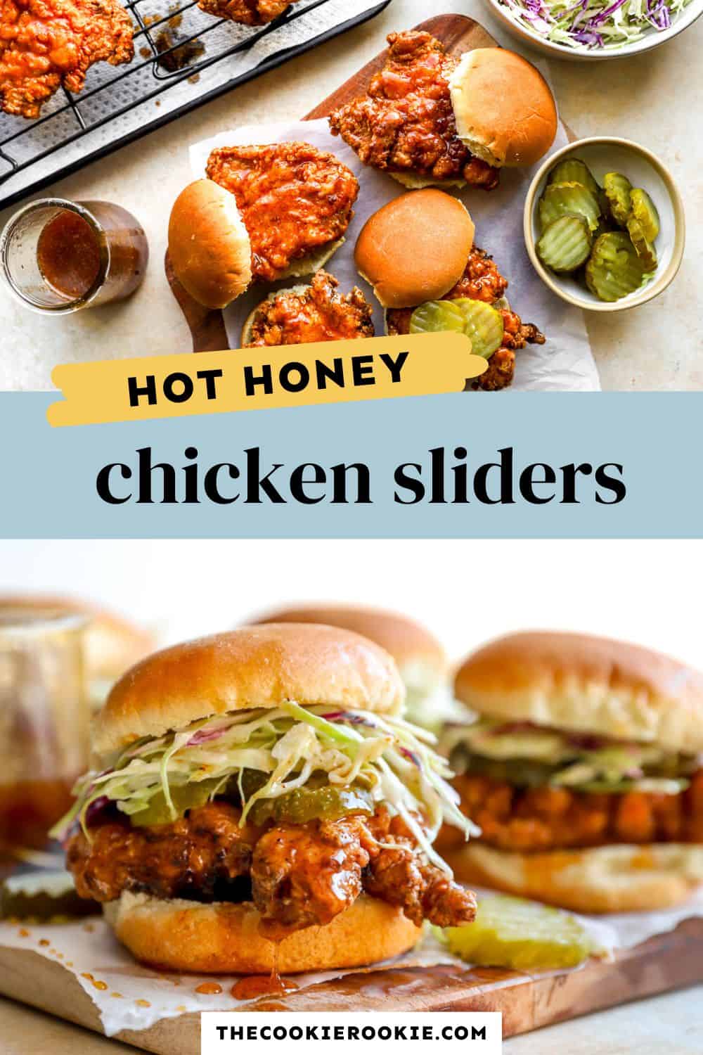 hot honey chicken sliders pin image