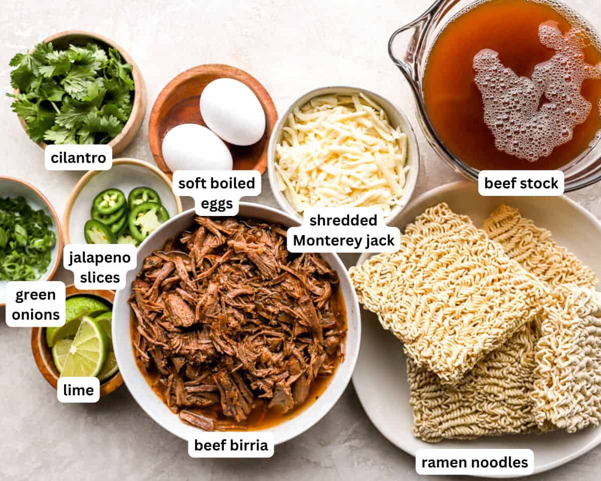 Birria ramen ingredients