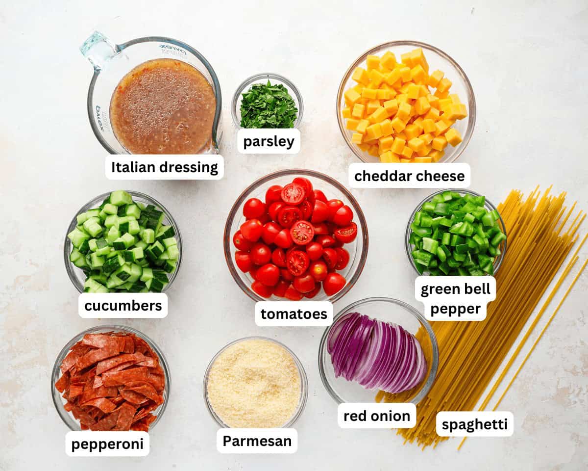ingredients to make spaghetti salad