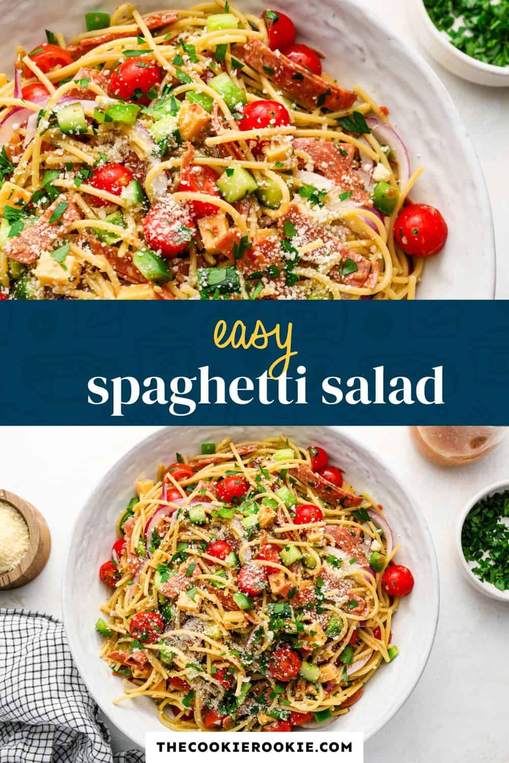 spaghetti salad pin image