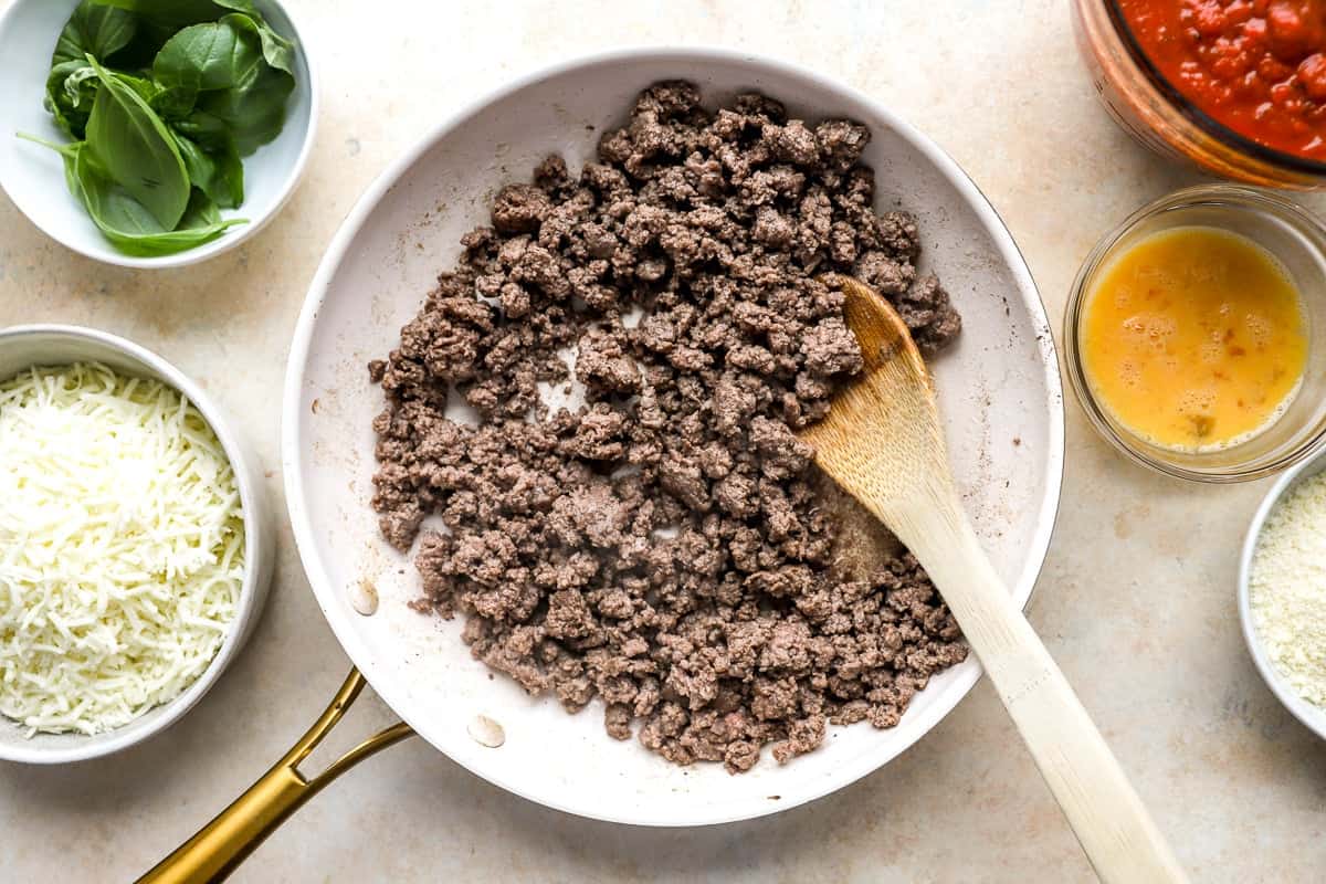 ground beef getting browned