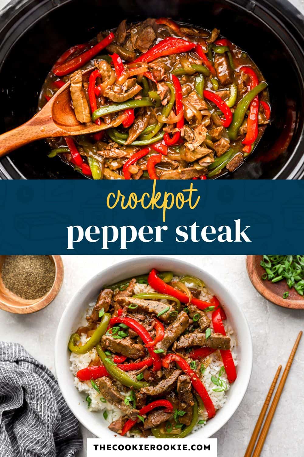 crockpot pepper steak pin image