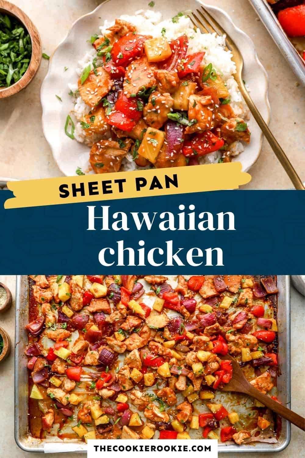 sheet pan hawaiian chicken dinner pin image