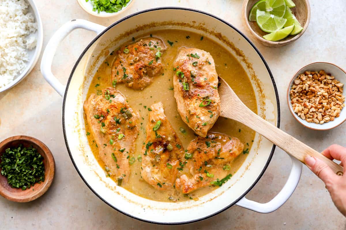 coconut chicken finished in pot