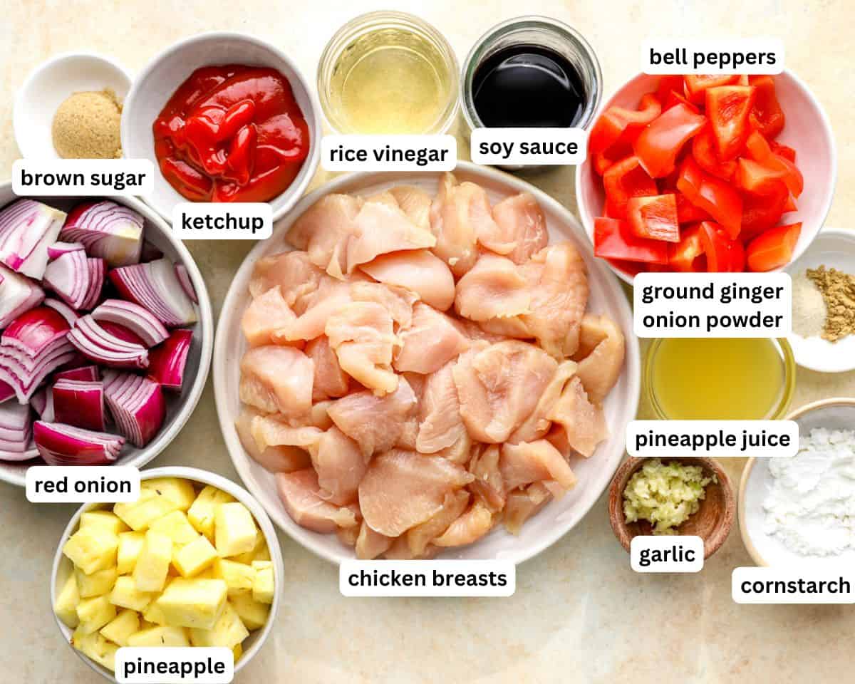 Sheet pan hawaiian chicken ingredients