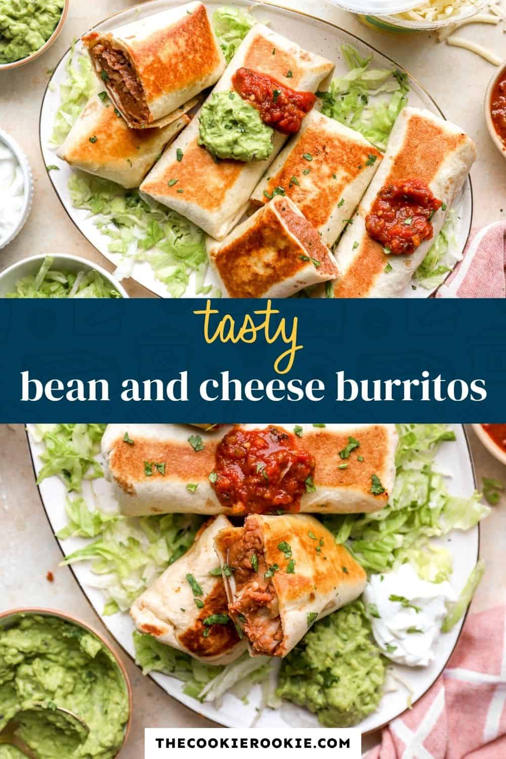 bean and cheese burritos pin image