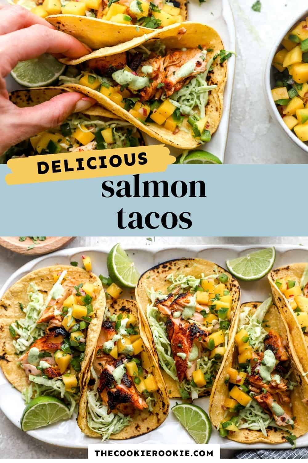 salmon tacos pin image