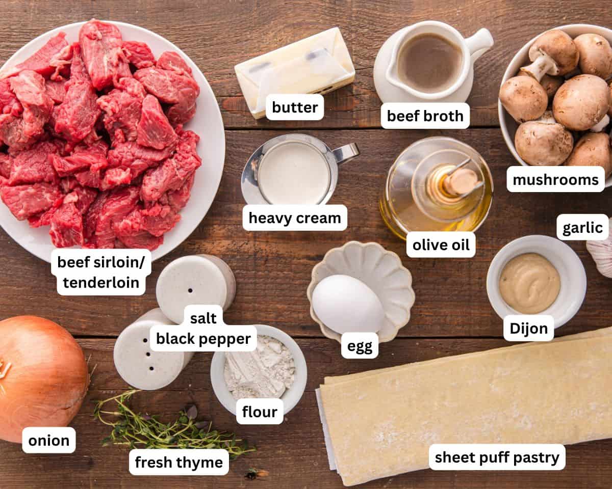 Beef Wellington Pot Pie Bake ingredients