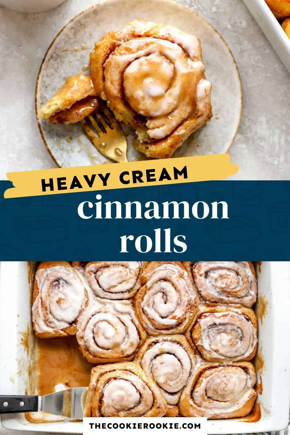 cinnamon rolls with heavy cream pin image